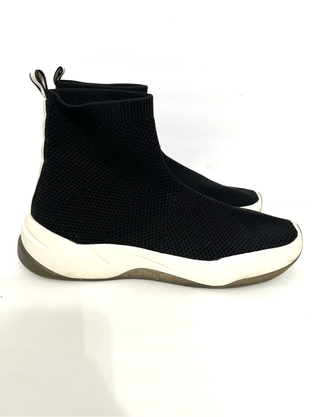 Zara Women’s Sock High Top Sneakers Black Knit Chunky Sole Size 11